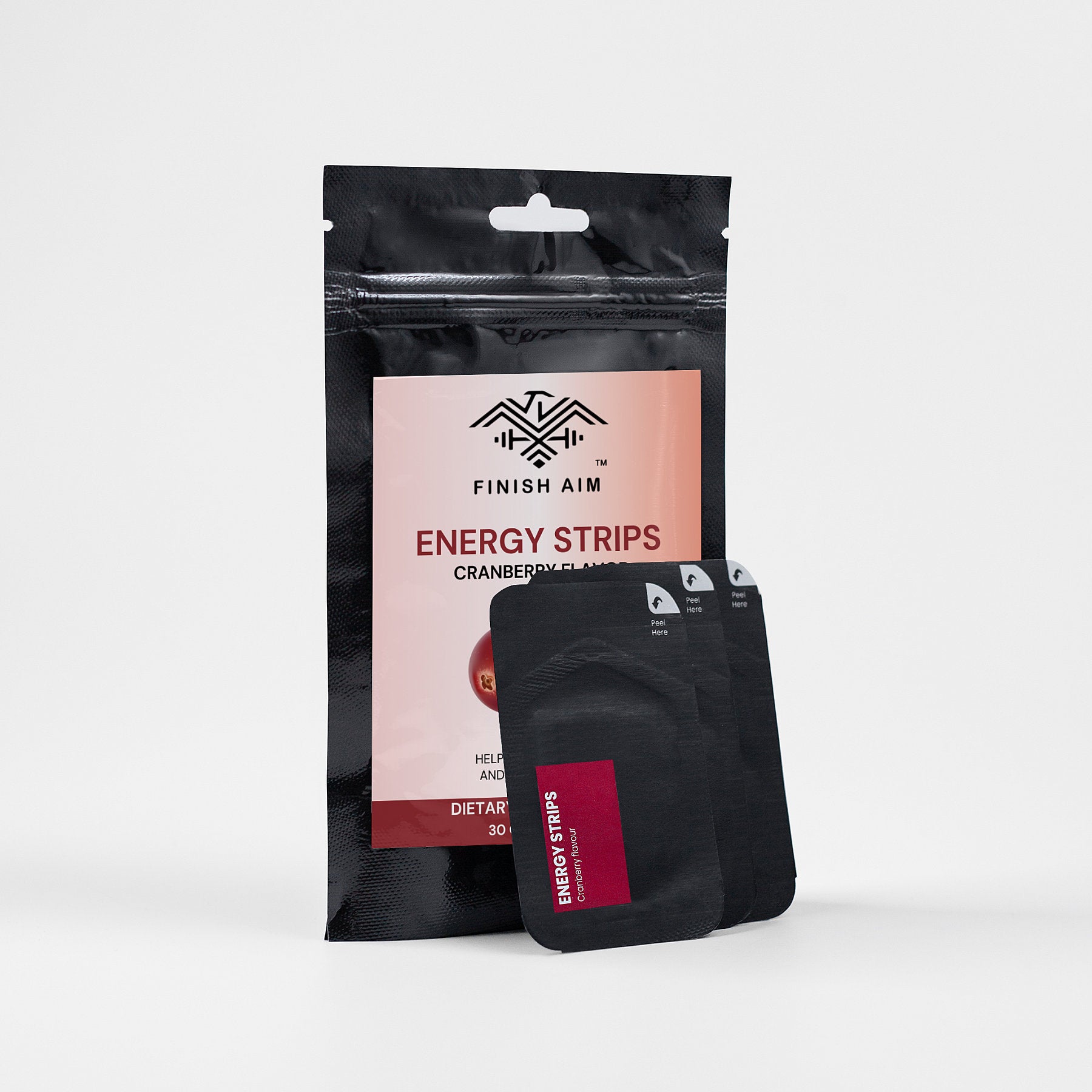 Finish Aim Energy Strips - Cranberry Flavor for Boosting Energy and Fighting Fatigue