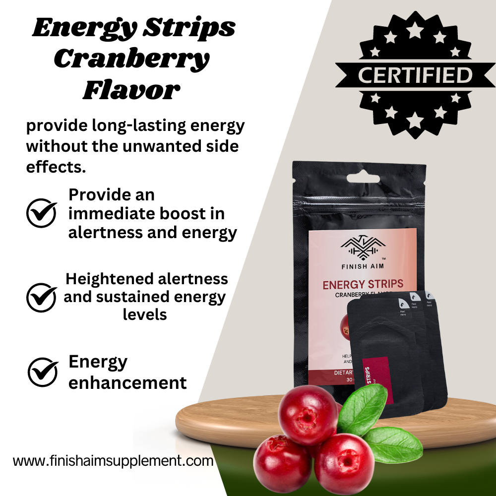 Finish Aim Energy Strips - Cranberry Flavor for Boosting Energy and Fighting Fatigue